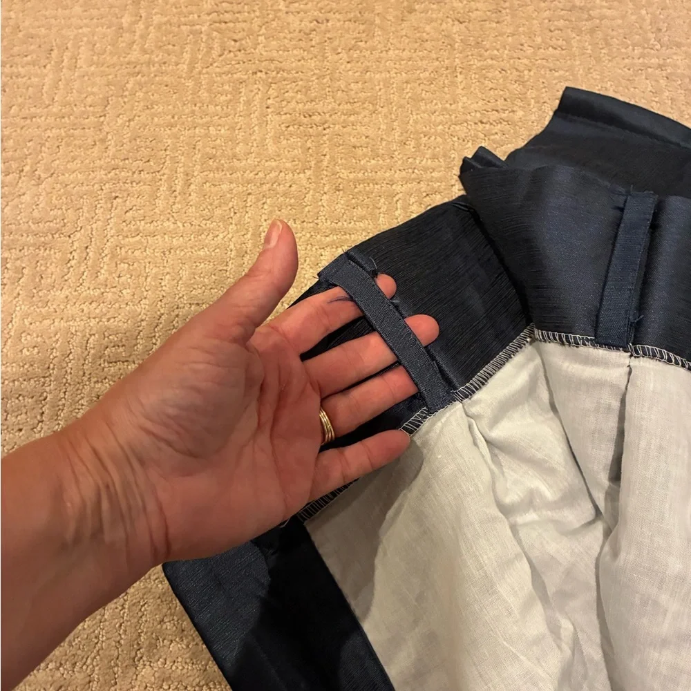 Set of 8 Navy Blue Pinch Pleat Curtains Peri brand Faux Silk